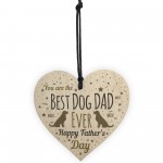 Funny Father's Day Gift Card Wooden Heart Best Dog Dad Gifts 