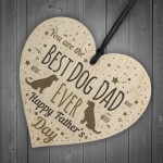 Funny Father's Day Gift Card Wooden Heart Best Dog Dad Gifts 