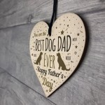 Funny Father's Day Gift Card Wooden Heart Best Dog Dad Gifts 