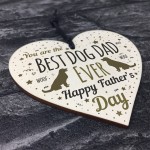 Funny Father's Day Gift Card Wooden Heart Best Dog Dad Gifts 