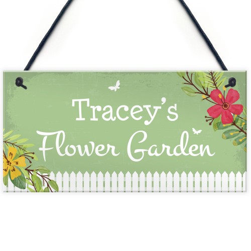 PERSONALISED Any Name Flower Garden Sign Summer House Plaque