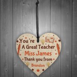 PERSONALISED Teacher Gift Wood Heart Thank You Leaving Gift