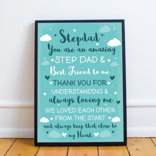 Step Dad Gifts Fathers Day Gift Step Dad Framed Print Gift