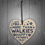 Funny Fathers Day Gift Card Wooden Heart Best Dog Dad Gifts