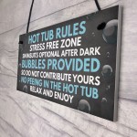 Shabby Hot Tub Rules Novelty Hanging Garden Shed Plaque Jacuzzi