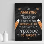 ThankYou Poem Print Gift For Teacher Teaching Assistant Nursery 