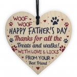 Fathers Day Funny Gifts From Dog Novelty Wooden Heart Dog Dad