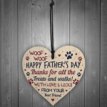 Fathers Day Funny Gifts From Dog Novelty Wooden Heart Dog Dad