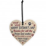 Fathers Day Funny Gifts From Dog Novelty Wooden Heart Dog Dad