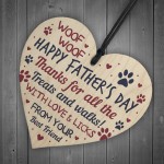 Fathers Day Funny Gifts From Dog Novelty Wooden Heart Dog Dad