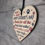 Fathers Day Funny Gifts From Dog Novelty Wooden Heart Dog Dad