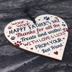 Fathers Day Funny Gifts From Dog Novelty Wooden Heart Dog Dad