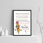 Teacher Gift Thank You Present Best Teacher Poem Leaving School