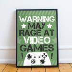 Funny Gaming Framed Print Gaming Sign For Wall Boys Bedroom Sign