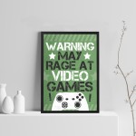 Funny Gaming Framed Print Gaming Sign For Wall Boys Bedroom Sign