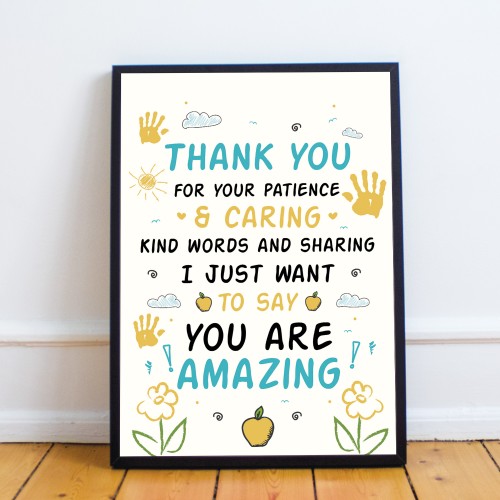 Thank You Nursery Teacher Gift Wall Print Leaving School Nursery