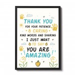 Thank You Nursery Teacher Gift Wall Print Leaving School Nursery