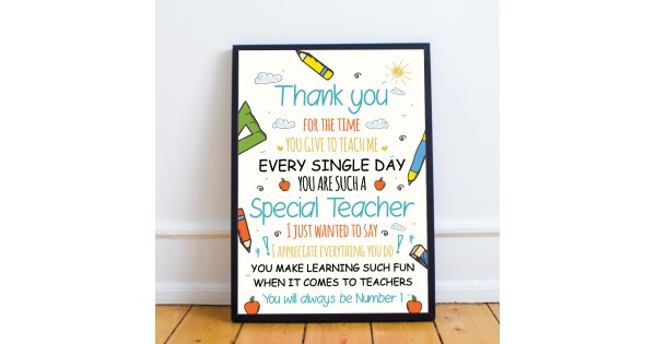 Framed Teacher Gift Thank You Poem Teacher Teaching Assistant