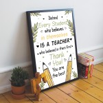 Thank You Teacher Gift Teaching Assistant Print Framed Leaving