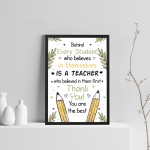 Thank You Teacher Gift Teaching Assistant Print Framed Leaving