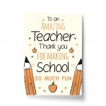 Teacher Thank You Picture Print Gift Nursery Leaving Present