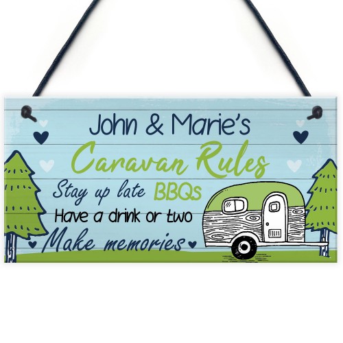 PERSONALISED Caravan Sign Hanging Caravan Rules Sign Novelty 