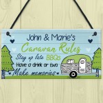 PERSONALISED Caravan Sign Hanging Caravan Rules Sign Novelty 