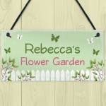 Garden Sign PERSONALISED Flower Garden Hanging Shed Sign Gift