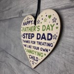 Step Dad Fathers Day Gifts Wooden Heart Funny Fathers Day Card