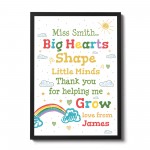 Personalised TEACHER Thank You Gift Framed Quote Print Gifts