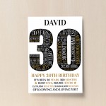 Personalised 30th Birthday Gift 30th Word Art Print 30th Gift