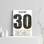 Personalised 30th Birthday Gift 30th Word Art Print 30th Gift