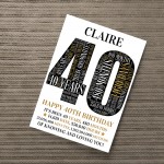 Personalised 40th Birthday Gift 40th Word Art Print 40th Gifts