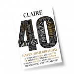 Personalised 40th Birthday Gift 40th Word Art Print 40th Gifts