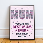 Personalised Mum Print Mum Birthday Gift From Daughter Son