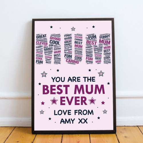 Personalised Mum Print Mum Birthday Gift From Daughter Son