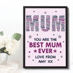 Personalised Mum Print Mum Birthday Gift From Daughter Son