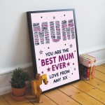 Personalised Mum Print Mum Birthday Gift From Daughter Son