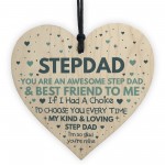 Step Dad Fathers Day Gifts for Best Step Dad Wooden Heart Gift 