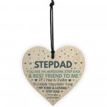 Step Dad Fathers Day Gifts for Best Step Dad Wooden Heart Gift 