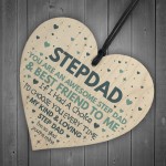 Step Dad Fathers Day Gifts for Best Step Dad Wooden Heart Gift 