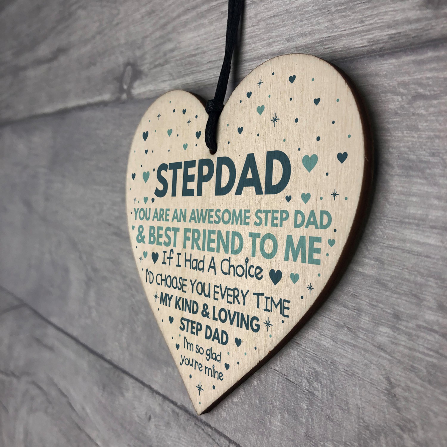 Step Dad Fathers Day Gifts for Best Step Dad Wooden Heart Gift