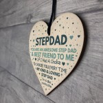 Step Dad Fathers Day Gifts for Best Step Dad Wooden Heart Gift 