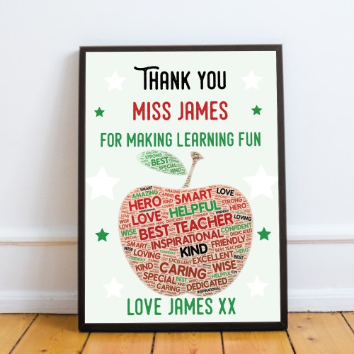 Personalised Teacher Gifts Framed Print Nursery Thank You Gifts