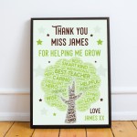 Thank You Teacher Gifts Personalised Framed Print Best Teacher