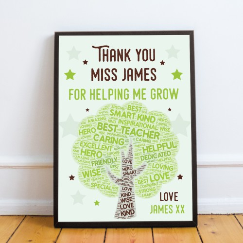 Thank You Teacher Gifts Personalised Framed Print Best Teacher