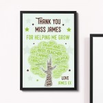 Thank You Teacher Gifts Personalised Framed Print Best Teacher