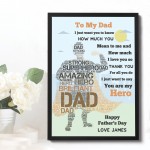 Personalised Superhero DAD Daddy Fathers Day Gifts Word Art 