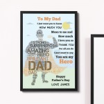 Personalised Superhero DAD Daddy Fathers Day Gifts Word Art 