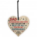 Personalised Superhero DAD Daddy Fathers Day Gifts Wood Heart